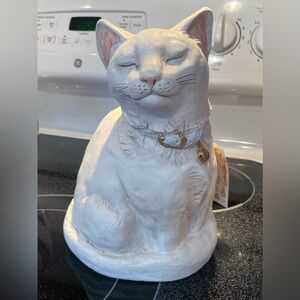 Cat Kitty Figurine Telle M Stein Sitting The Stone Bunny Inc Garden Decor